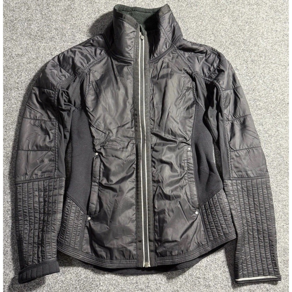 Lululemon Run Bundle Up Jacket Womens 4 Black Full Zip Quilted‎ Goose Hiking